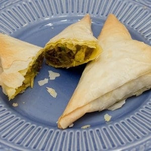Beef Curry Phyllo Triangles