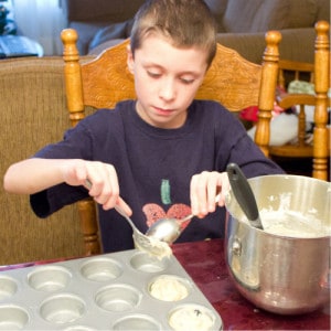 Ben scooping the batter