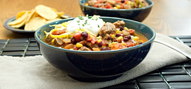 Texas Chili with Steak, Corn and Black Beans