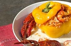 Crawfish Jambalaya Stuffed Sweet Peppers with Country Gravy fi1