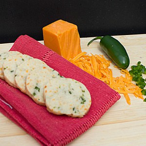 Cheddar Jalapeno Shortbread Cookie Icebox cut cookie