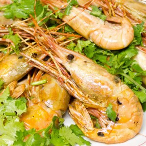 Chili garlic king prawns