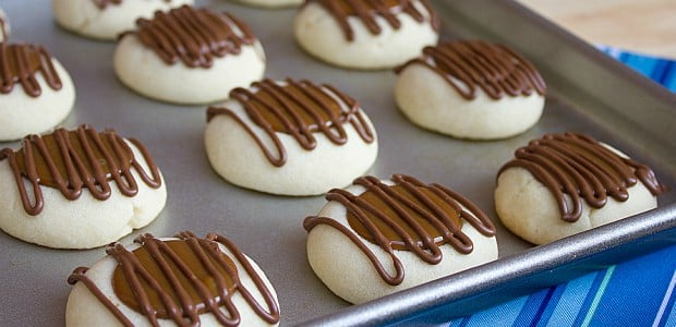 Dulce de Leche and Chocolate Thumbprint Cookies