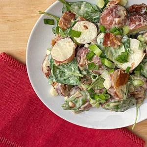 red potato bacon and spinach salad 4