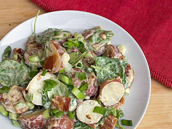 red potato bacon and spinach salad LG