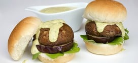 Portobello and Indian Eggplant Sliders with Spicy Avocado Ranch Dressing
