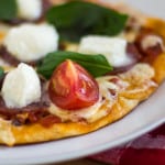 naan pizza salami buffalo mozzarella and basil fi