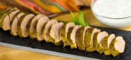 Curried Pork Tenderloin with Mint Yogurt Sauce