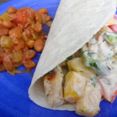 Grilled chicken tacos with mango cilantro ranch dressing is a fresh take on a mexican tex-mex classic dish.