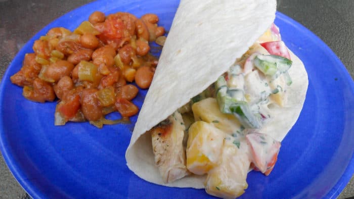 Grilled chicken tacos with mango cilantro ranch dressing is a fresh take on a mexican tex-mex classic dish.