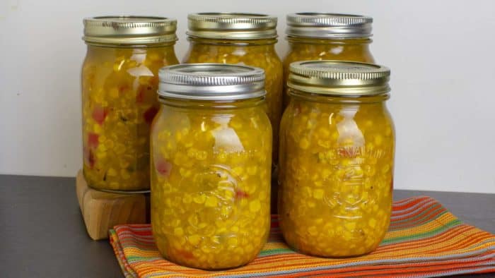 Delicious corn relish recipe that is great on hot dogs, burgers and sausage on a bun.