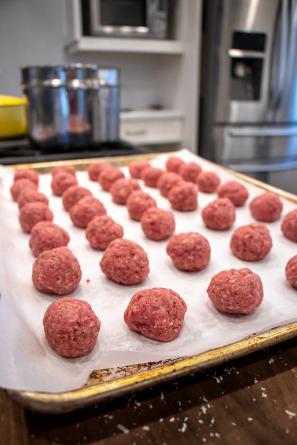 Classic Hearty Italian Meat Sauce with Baked Beef Meatballs - Homemade Spaghetti Recipe