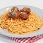 Classic Hearty Italian Meat Sauce with Baked Beef Meatballs - Homemade Spaghetti Recipe