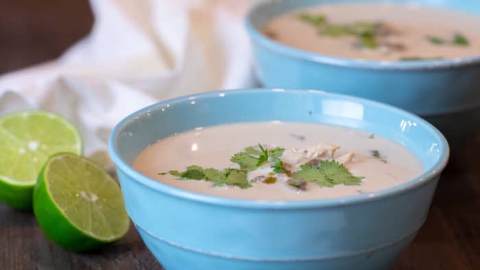 A traditional Thai soup with coconut milk, lime juice, chicken and other spices. Easy to make and tastes delicious!