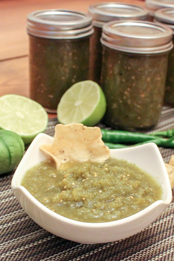 A spicy green salsa recipe made with tomatillos, cilantro, jalapeno or serrano peppers and lime juice. Great with nacho chips, enchiladas, taco, burritos and more!