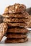 A tall stack of chewy and fudge cookies.