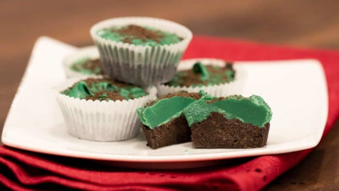 A chocolate mint candy with an oreo crumb crunch. Using Wilton candy melts, they are a snap to make and are a great treat to have during Christmas or any time of year!