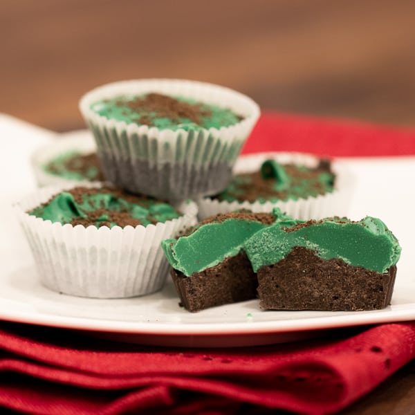 A chocolate mint candy with an oreo crumb crunch. Using Wilton candy melts, they are a snap to make and are a great treat to have during Christmas or any time of year!