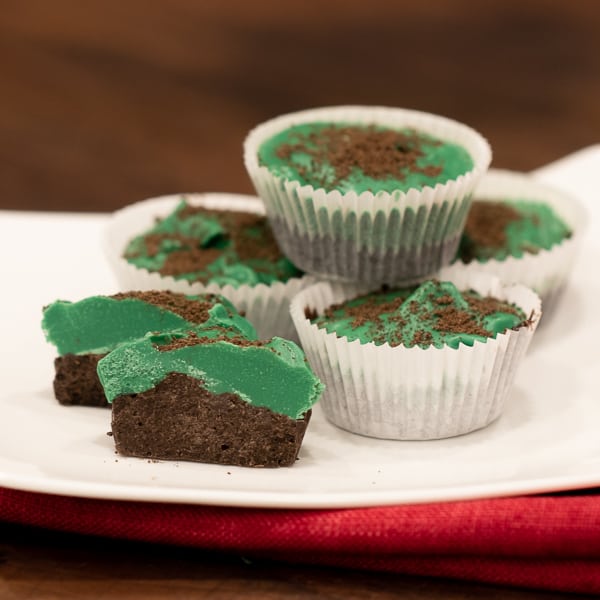 A chocolate mint candy with an oreo crumb crunch. Using Wilton candy melts, they are a snap to make and are a great treat to have during Christmas or any time of year!