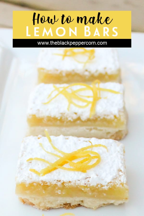 Lemon Bars - The shortbread base is the perfect crust and the tangy yet sweet lemon filling is to-die-for. As it bakes a thin crispy layer if formed on top of the filling.