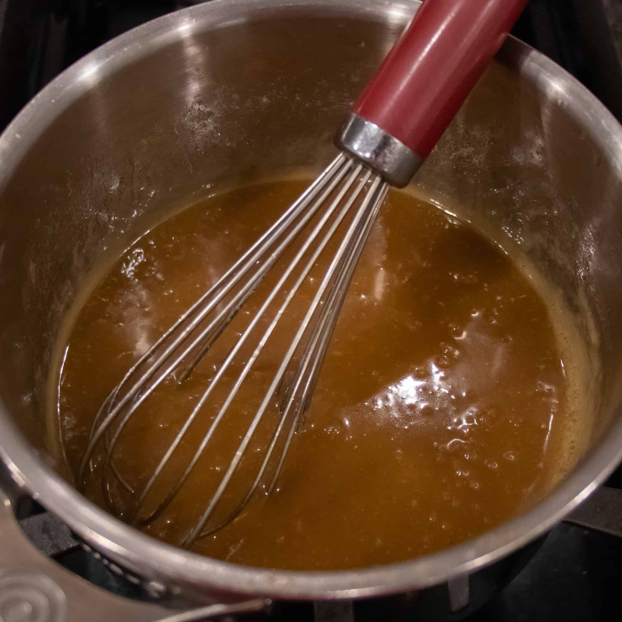 Make the caramel in a saucepan.
