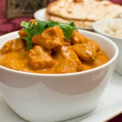 A classic mild Indian curry! Chicken marinated in yogurt and spices then grilled on the BBQ tandoori style. Served in a tikka sauce of tomato, cream and spices.