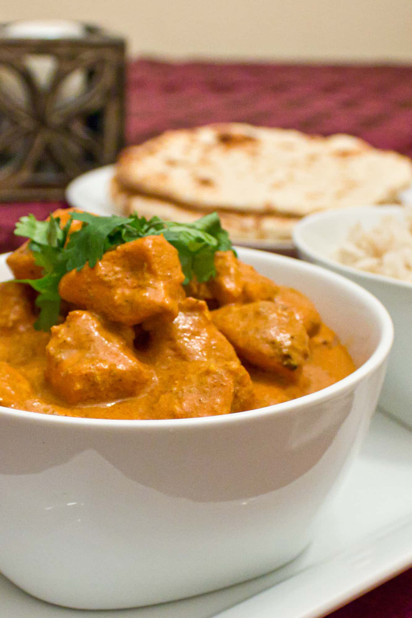 A classic mild Indian curry! Chicken marinated in yogurt and spices then grilled on the BBQ tandoori style. Served in a tikka sauce of tomato, cream and spices.