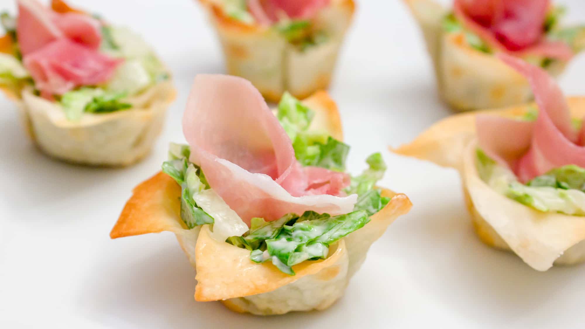 Prosciutto Caesar Wonton Cups Recipe