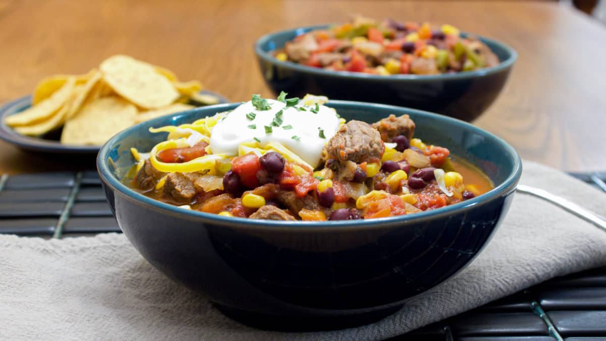 Texas Chili with Steak, Corn and Black Bean Recipe