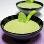 A smooth and creamy soup made with edamame and spinach. A silky texture and a hint of mint this soup is healthy and packed with protein and nutrients.