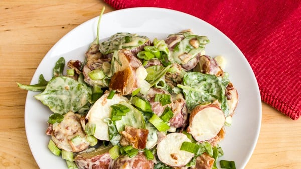 Red Potato Bacon and Spinach Salad