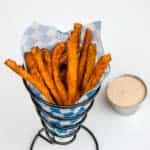 Sweet Potato Fries Recipe. Easy instructions for how to make homemade sweet potato fries in the oven.