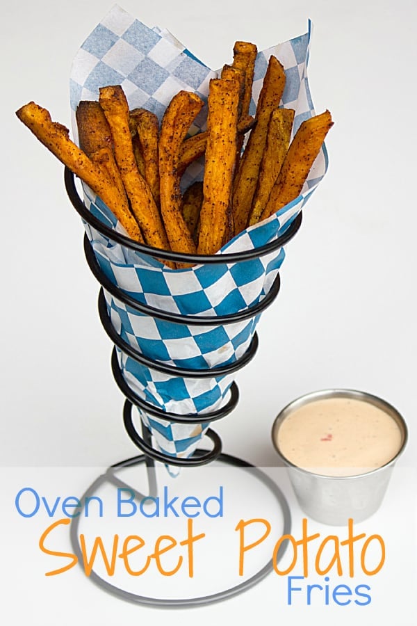 Sweet Potato Fries Recipe. Easy instructions for how to make homemade sweet potato fries in the oven. Spicy sriracha ranch for dipping.