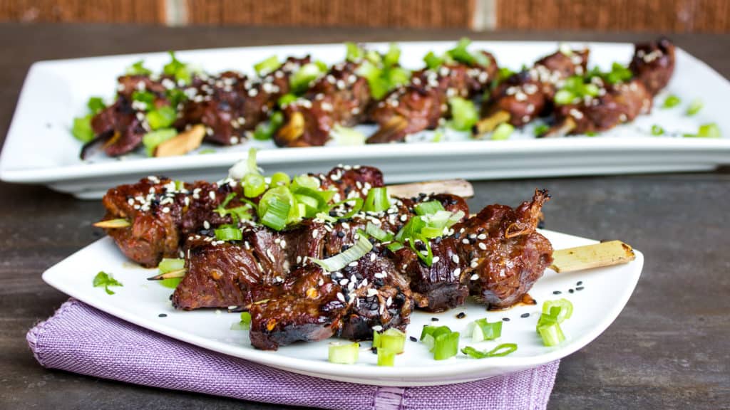 Asian Sesame Beef Skewers marinade and grill recipe
