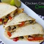 Baked quesadilla recipe with chicken, cilantro, onion, pepper, lime and monterey jack cheese in a tortilla. Easy to follow recipe for a Mexican appetizer.