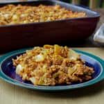 Cabbage roll casserole aka lazy man's cabbage rolls. Delicious comfort food made with cabbage, ground beef or pork, rice and tomato sauce.