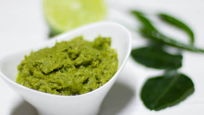 A small bowl of curry paste.