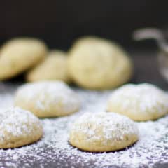 Similar to Mexican wedding cookies, these are light, crumbly and melt in your mouth. The pistachios give the cookie a nutty flavour and a light green colour and the cardamom provides a mild spicy flavour.