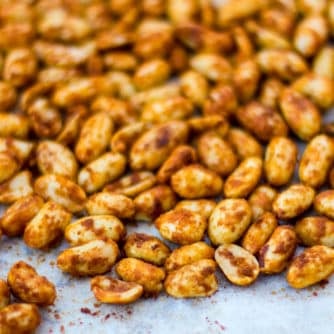 These roasted peanuts are the perfect party food and great for the Super Bowl, tailgate party or any sporting event.