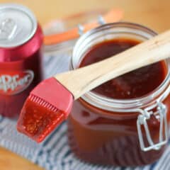 Dr. Pepper BBQ sauce in a large jar.