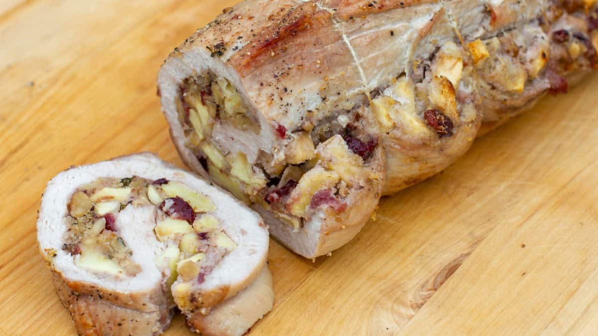 Pork Loin Roast with Apple Cranberry and Walnut Stuffing Recipe