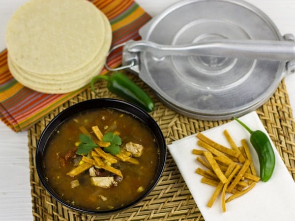 Make tortilla soup with this easy recipe and get wonderful Mexican flavors. Chicken, corn, black beans, tomatoes, jalapeno peppers, corn tortillas or gorditas.