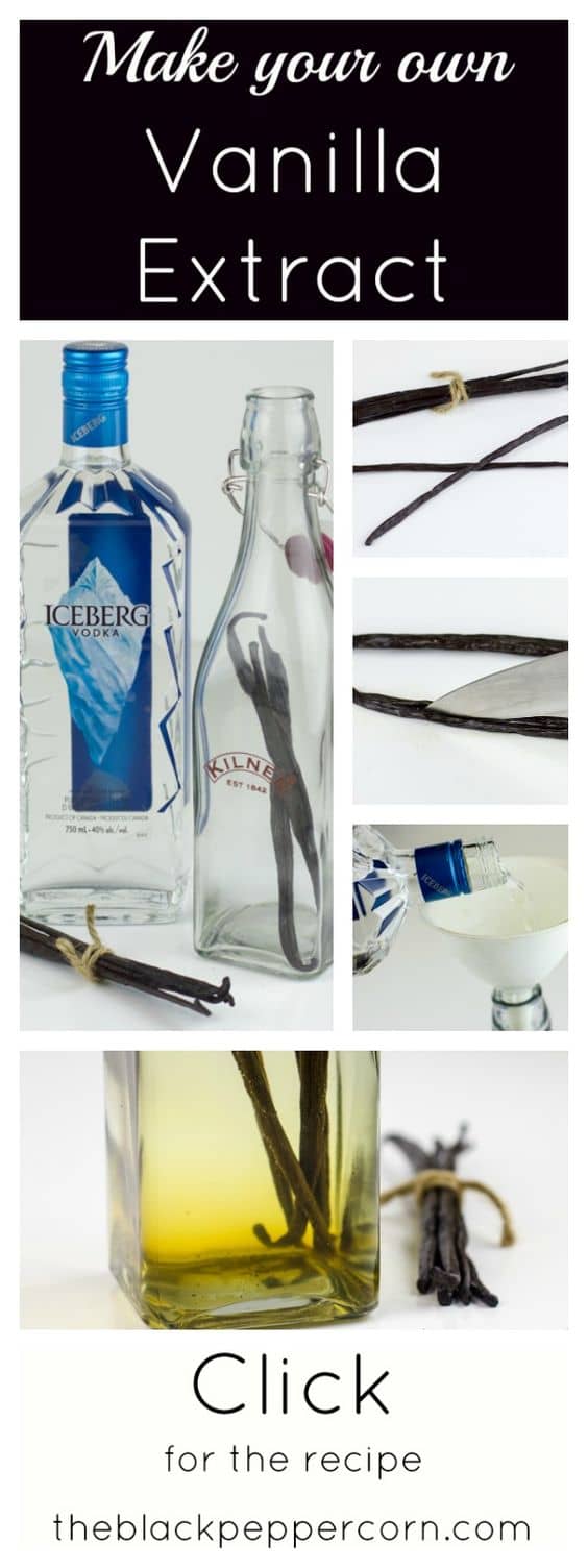 Simple how to instructions make your own homemade vanilla extract using vanilla beans and vodka alcohol. Can work with bourbon as well!