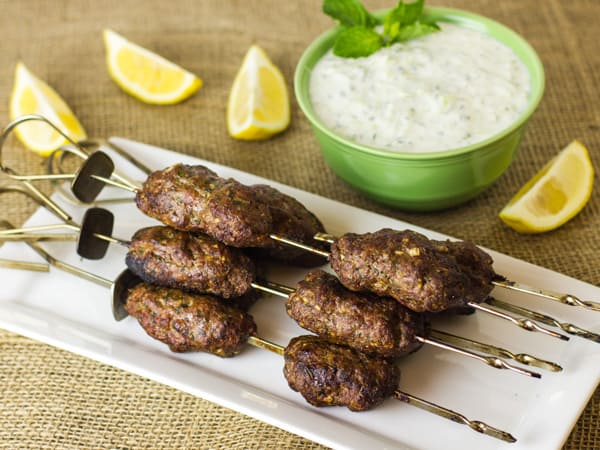 Grilled Middle Eastern Chicken Kofta Kebab Skewers