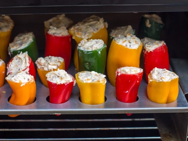 Stuffed peppers in a smoker