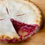 Traditional country pie pastry made with lard and a filling made of fresh raspberries, sugar, tapioca and lemon juice. Flaky, tender and delicious.