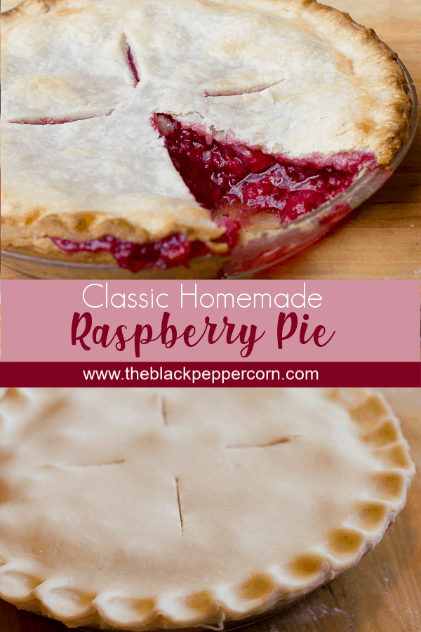 Traditional country pie pastry made with lard and a filling made of fresh raspberries, sugar, tapioca and lemon juice. Flaky, tender and delicious.