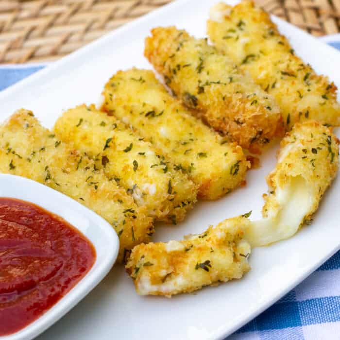 Homemade Mozzarella Sticks made with Cheese Strings
