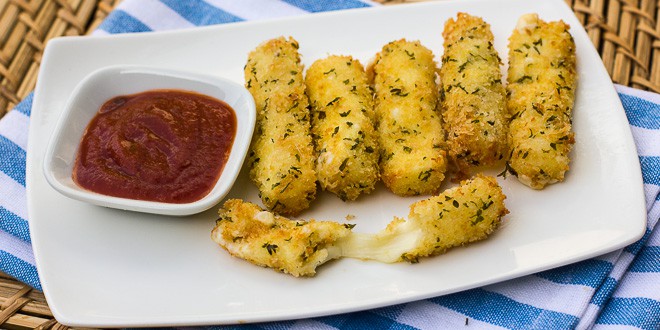 Homemade Mozzarella Sticks made with Cheese Strings
