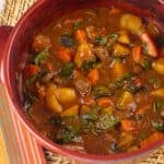 Stew with potatoes, carrots and venison.